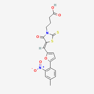 molecular formula C19H16N2O6S2 B2564961 (Z)-4-(5-((5-(4-methyl-2-nitrophenyl)furan-2-yl)methylene)-4-oxo-2-thioxothiazolidin-3-yl)butanoic acid CAS No. 613224-23-0