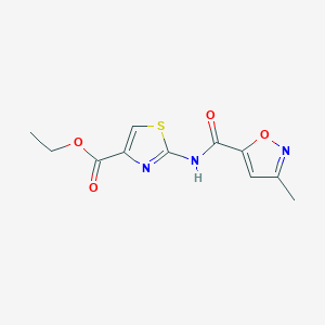 molecular formula C11H11N3O4S B2564966 Ethyl 2-(3-methylisoxazole-5-carboxamido)thiazole-4-carboxylate CAS No. 946318-45-2