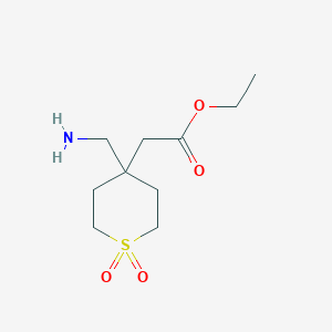 molecular formula C10H19NO4S B2564973 Ethyl 2-[4-(aminomethyl)-1,1-dioxothian-4-yl]acetate CAS No. 2106388-26-3