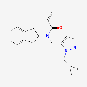 molecular formula C20H23N3O B2564975 N-[[2-(Cyclopropylmethyl)pyrazol-3-yl]methyl]-N-(2,3-dihydro-1H-inden-2-yl)prop-2-enamide CAS No. 2411304-60-2