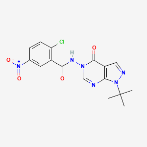 molecular formula C16H15ClN6O4 B2564988 N-(1-(tert-butyl)-4-oxo-1H-pyrazolo[3,4-d]pyrimidin-5(4H)-yl)-2-chloro-5-nitrobenzamide CAS No. 899995-49-4