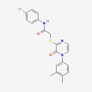molecular formula C20H18ClN3O2S B2565019 N-(4-chlorophenyl)-2-{[4-(3,4-dimethylphenyl)-3-oxo-3,4-dihydropyrazin-2-yl]sulfanyl}acetamide CAS No. 932351-59-2