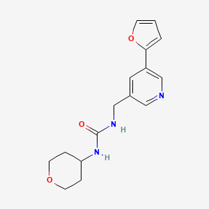 molecular formula C16H19N3O3 B2565044 3-{[5-(furan-2-yl)pyridin-3-yl]methyl}-1-(oxan-4-yl)urea CAS No. 2034538-11-7