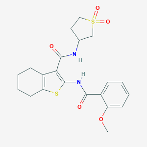 molecular formula C21H24N2O5S2 B256506 N-(1,1-dioxidotetrahydrothiophen-3-yl)-2-{[(2-methoxyphenyl)carbonyl]amino}-4,5,6,7-tetrahydro-1-benzothiophene-3-carboxamide 
