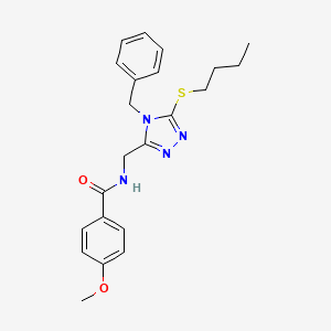 molecular formula C22H26N4O2S B2565097 N-{[4-benzyl-5-(butylsulfanyl)-4H-1,2,4-triazol-3-yl]methyl}-4-methoxybenzamide CAS No. 476447-72-0