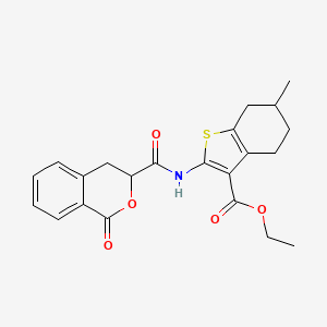 molecular formula C22H23NO5S B2565135 ethyl 6-methyl-2-(1-oxo-3,4-dihydro-1H-2-benzopyran-3-amido)-4,5,6,7-tetrahydro-1-benzothiophene-3-carboxylate CAS No. 868154-32-9