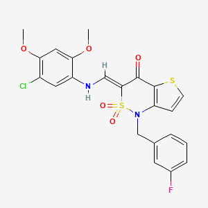 (3Z)-3-{[(5-chloro-2,4-dimethoxyphenyl)amino]methylene}-1-(3-fluorobenzyl)-1H-thieno[3,2-c][1,2]thiazin-4(3H)-one 2,2-dioxide
