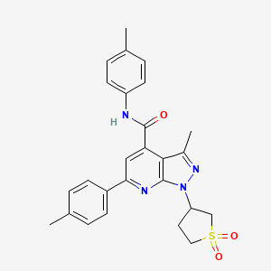 molecular formula C26H26N4O3S B2565168 1-(1,1-dioxidotetrahydrothiophen-3-yl)-3-methyl-N,6-di-p-tolyl-1H-pyrazolo[3,4-b]pyridine-4-carboxamide CAS No. 1021224-57-6