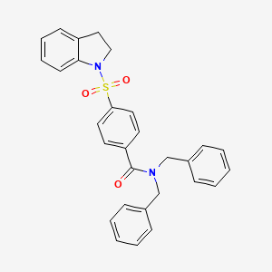molecular formula C29H26N2O3S B2565172 N,N-dibenzyl-4-(2,3-dihydro-1H-indole-1-sulfonyl)benzamide CAS No. 394228-80-9