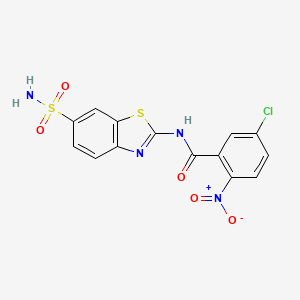 5-chloro-2-nitro-N-(6-sulfamoyl-1,3-benzothiazol-2-yl)benzamide