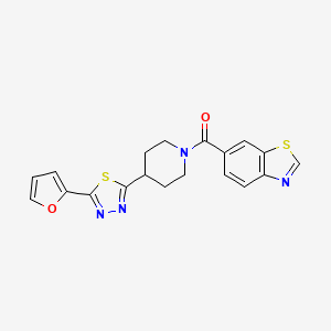 molecular formula C19H16N4O2S2 B2565181 Benzo[d]thiazol-6-yl(4-(5-(furan-2-yl)-1,3,4-thiadiazol-2-yl)piperidin-1-yl)methanone CAS No. 1226450-50-5