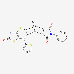 (4aR,5R,5aR,8aR,9S)-7-phenyl-10-(thiophen-2-yl)-5,5a,8a,9,9a,10-hexahydro-5,9-methanothiazolo[5',4':5,6]thiopyrano[2,3-f]isoindole-2,6,8(3H,4aH,7H)-trione