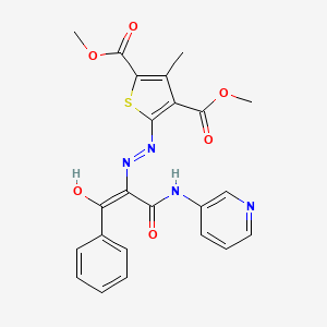 (Z)-dimethyl 5-(2-(1,3-dioxo-1-phenyl-3-(pyridin-3-ylamino)propan-2-ylidene)hydrazinyl)-3-methylthiophene-2,4-dicarboxylate