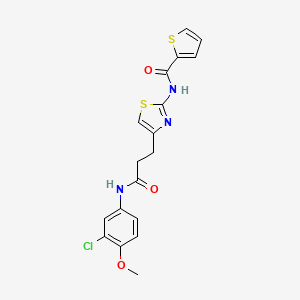 molecular formula C18H16ClN3O3S2 B2565231 N-(4-(3-((3-chloro-4-methoxyphenyl)amino)-3-oxopropyl)thiazol-2-yl)thiophene-2-carboxamide CAS No. 1021133-47-0