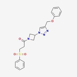1-(3-(4-(phenoxymethyl)-1H-1,2,3-triazol-1-yl)azetidin-1-yl)-3-(phenylsulfonyl)propan-1-one