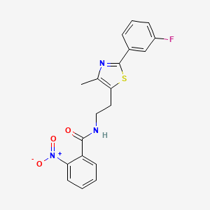 molecular formula C19H16FN3O3S B2565248 N-(2-(2-(3-fluorophenyl)-4-methylthiazol-5-yl)ethyl)-2-nitrobenzamide CAS No. 923132-74-5