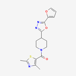 molecular formula C17H18N4O3S B2565249 (2,4-Dimethylthiazol-5-yl)(4-(5-(furan-2-yl)-1,3,4-oxadiazol-2-yl)piperidin-1-yl)methanone CAS No. 1209935-19-2
