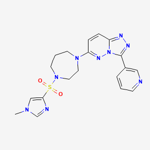 molecular formula C19H21N9O2S B2565250 6-[4-(1-Methylimidazol-4-yl)sulfonyl-1,4-diazepan-1-yl]-3-pyridin-3-yl-[1,2,4]triazolo[4,3-b]pyridazine CAS No. 2380187-19-7