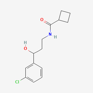 molecular formula C14H18ClNO2 B2565254 N-[3-(3-chlorophenyl)-3-hydroxypropyl]cyclobutanecarboxamide CAS No. 2034299-98-2
