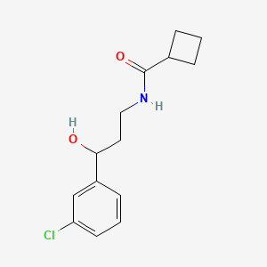 molecular formula C14H18ClNO2 B2565254 N-(3-(3-chlorophenyl)-3-hydroxypropyl)cyclobutanecarboxamide CAS No. 2034299-98-2