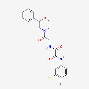 molecular formula C20H19ClFN3O4 B2565256 N'-(3-chloro-4-fluorophenyl)-N-[2-oxo-2-(2-phenylmorpholin-4-yl)ethyl]ethanediamide CAS No. 954036-83-0
