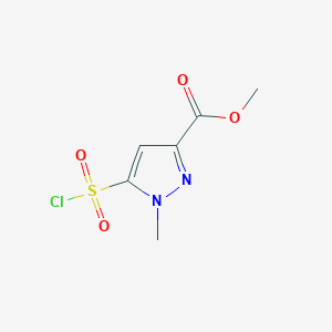molecular formula C6H7ClN2O4S B2565258 Methyl 5-(chlorosulfonyl)-1-methyl-1H-pyrazole-3-carboxylate CAS No. 1245823-37-3