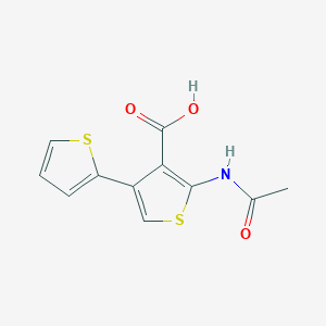 molecular formula C11H9NO3S2 B2565264 2-Acetamido-4-(thiophen-2-yl)thiophene-3-carboxylic acid CAS No. 380640-18-6