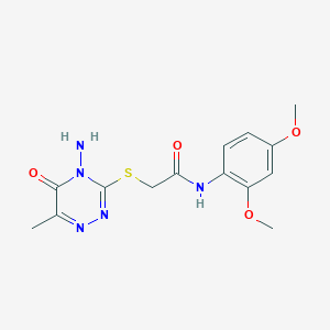 molecular formula C14H17N5O4S B2565282 2-[(4-amino-6-methyl-5-oxo-1,2,4-triazin-3-yl)sulfanyl]-N-(2,4-dimethoxyphenyl)acetamide CAS No. 869067-71-0