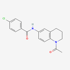 molecular formula C18H17ClN2O2 B2565292 N-(1-acetyl-1,2,3,4-tetrahydroquinolin-6-yl)-4-chlorobenzamide CAS No. 941960-19-6