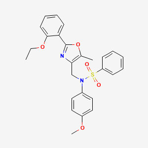 molecular formula C26H26N2O5S B2565304 N-{[2-(2-ethoxyphenyl)-5-methyl-1,3-oxazol-4-yl]methyl}-N-(4-methoxyphenyl)benzenesulfonamide CAS No. 1251553-43-1