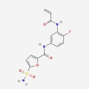 molecular formula C14H12FN3O5S B2565309 N-[4-Fluoro-3-(prop-2-enoylamino)phenyl]-5-sulfamoylfuran-2-carboxamide CAS No. 2202113-72-0