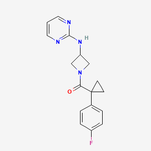 molecular formula C17H17FN4O B2565339 N-{1-[1-(4-fluorophenyl)cyclopropanecarbonyl]azetidin-3-yl}pyrimidin-2-amine CAS No. 2034223-41-9