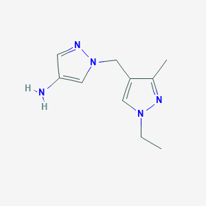 B2565349 1-[(1-Ethyl-3-methylpyrazol-4-yl)methyl]pyrazole-4-ylamine CAS No. 1001757-48-7