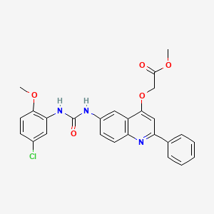 molecular formula C26H22ClN3O5 B2565350 Methyl 2-((6-(3-(5-chloro-2-methoxyphenyl)ureido)-2-phenylquinolin-4-yl)oxy)acetate CAS No. 1115948-97-4
