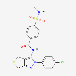 molecular formula C20H19ClN4O3S2 B2565412 N-(2-(4-chlorophenyl)-4,6-dihydro-2H-thieno[3,4-c]pyrazol-3-yl)-4-(N,N-dimethylsulfamoyl)benzamide CAS No. 361168-90-3