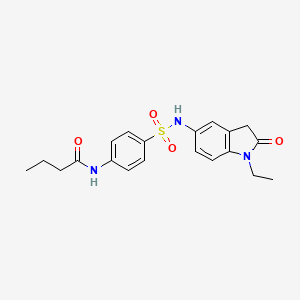 molecular formula C20H23N3O4S B2565420 N-(4-(N-(1-ethyl-2-oxoindolin-5-yl)sulfamoyl)phenyl)butyramide CAS No. 921557-45-1
