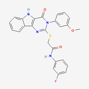 molecular formula C25H19FN4O3S B2565422 N-(3-fluorophenyl)-2-{[3-(3-methoxyphenyl)-4-oxo-3H,4H,5H-pyrimido[5,4-b]indol-2-yl]sulfanyl}acetamide CAS No. 536706-69-1