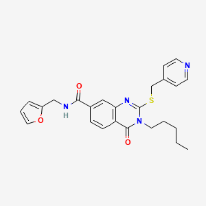 molecular formula C25H26N4O3S B2565481 N-[(furan-2-yl)methyl]-4-oxo-3-pentyl-2-{[(pyridin-4-yl)methyl]sulfanyl}-3,4-dihydroquinazoline-7-carboxamide CAS No. 422530-88-9