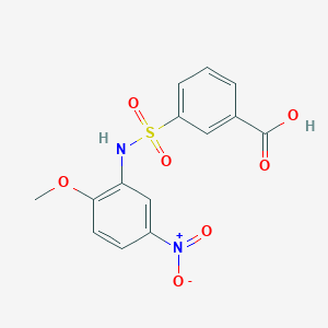 molecular formula C14H12N2O7S B2565533 3-[(2-Methoxy-5-nitrophenyl)sulfamoyl]benzoic acid CAS No. 326916-23-8