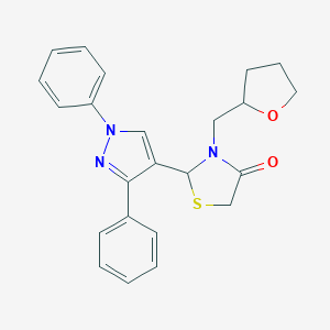 molecular formula C23H23N3O2S B256556 2-(1,3-Diphenylpyrazol-4-yl)-3-(oxolan-2-ylmethyl)-1,3-thiazolidin-4-one 