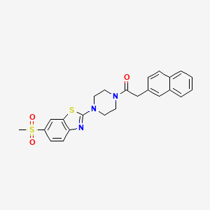 molecular formula C24H23N3O3S2 B2565566 1-(4-(6-(Methylsulfonyl)benzo[d]thiazol-2-yl)piperazin-1-yl)-2-(naphthalen-2-yl)ethanone CAS No. 955817-21-7
