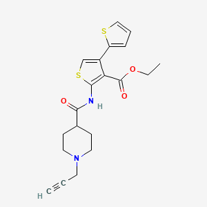 molecular formula C20H22N2O3S2 B2565571 Ethyl 5'-[1-(prop-2-yn-1-yl)piperidine-4-amido]-[2,3'-bithiophene]-4'-carboxylate CAS No. 1376329-52-0