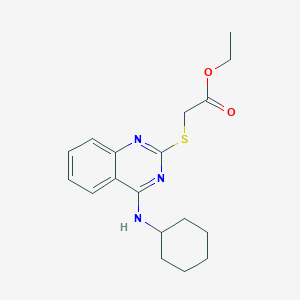 molecular formula C18H23N3O2S B2565573 ethyl 2-{[4-(cyclohexylamino)quinazolin-2-yl]sulfanyl}acetate CAS No. 688355-12-6