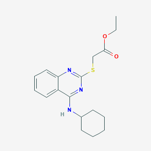 molecular formula C18H23N3O2S B2565573 Ethyl {[4-(cyclohexylamino)quinazolin-2-yl]thio}acetate CAS No. 688355-12-6