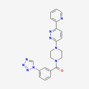 molecular formula C21H19N9O B2565575 (3-(1H-tetrazol-1-yl)phenyl)(4-(6-(pyridin-2-yl)pyridazin-3-yl)piperazin-1-yl)methanone CAS No. 1257545-96-2