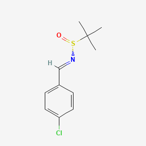 molecular formula C11H14ClNOS B2565579 (NE,R)-N-[(4-chlorophenyl)methylidene]-2-methylpropane-2-sulfinamide CAS No. 336105-23-8