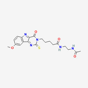 molecular formula C20H25N5O4S B2565585 N-(2-acetamidoethyl)-5-(8-methoxy-4-oxo-2-sulfanylidenepyrimido[5,4-b]indol-3-yl)pentanamide CAS No. 866340-33-2
