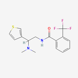 molecular formula C16H17F3N2OS B2565595 N-(2-(dimethylamino)-2-(thiophen-3-yl)ethyl)-2-(trifluoromethyl)benzamide CAS No. 946271-20-1