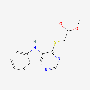 molecular formula C13H11N3O2S B2565597 methyl 2-(5H-pyrimido[5,4-b]indol-4-ylsulfanyl)acetate CAS No. 338419-82-2