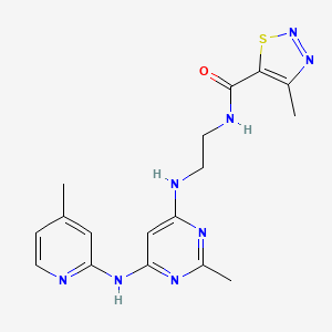 molecular formula C17H20N8OS B2565601 4-METHYL-N-[2-({2-METHYL-6-[(4-METHYLPYRIDIN-2-YL)AMINO]PYRIMIDIN-4-YL}AMINO)ETHYL]-1,2,3-THIADIAZOLE-5-CARBOXAMIDE CAS No. 1428378-50-0